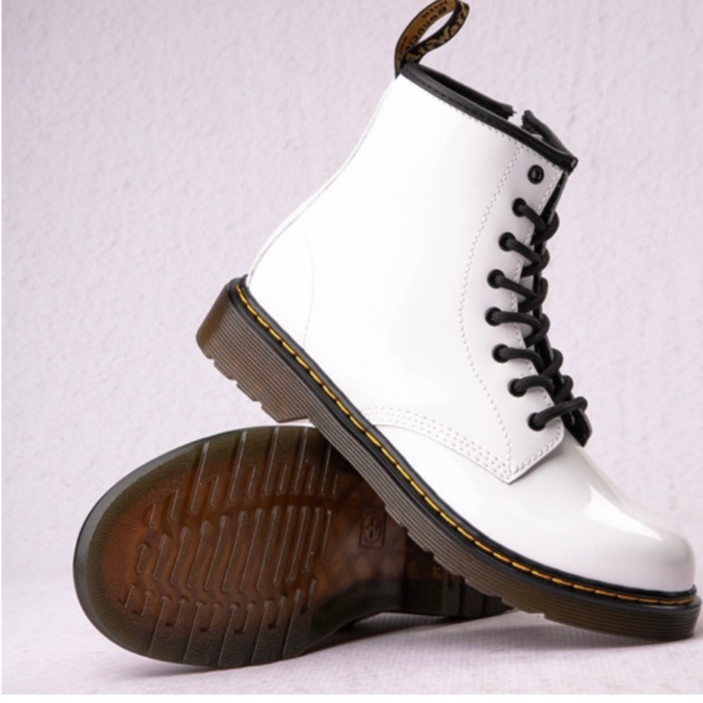 Dr. Martens 1460 Patent Leather Lace Up Boots in White Sz 12 White